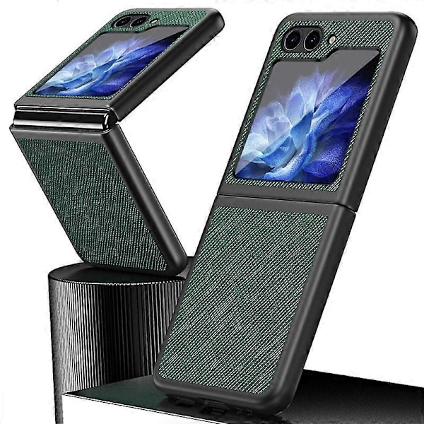 Til Samsung Galaxy Z Flip5 5G Kryds Tekstur Telefon Cover Gummibelagt PU Læder Hård PC Telefon Cover Multicolor Style A
