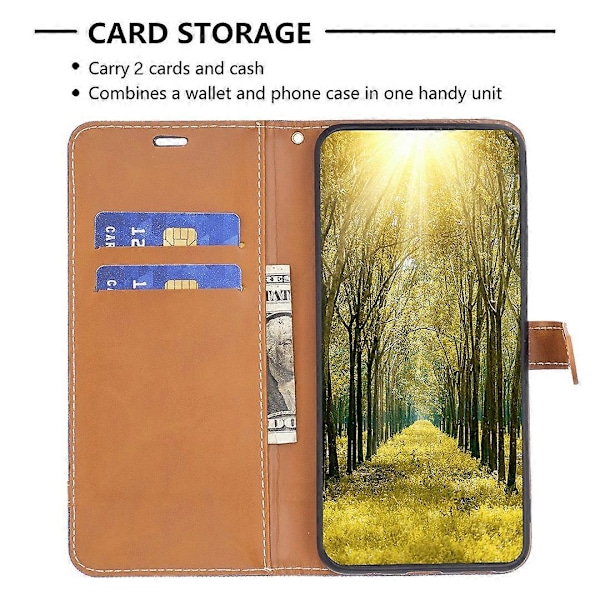 Skal till Samsung Galaxy A15 4G Jeans Tyg Splicing PU Läder Telefonfodral Multicolor Style F
