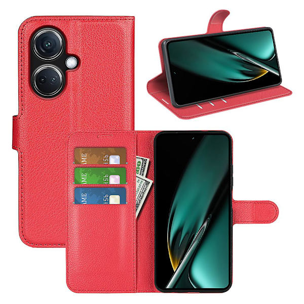 Phone case för Oppo K11 5g plånbok Litchi Texture Shell anti-scratch Stativ Pu Läder Cover Red