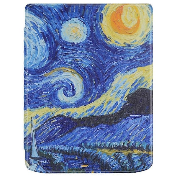 PocketBook InkPad Color 2/3 PB743 -lukulaitteen kotelo, kuvioitu PU-nahkainen läppäkansi Multicolor Starry Sky