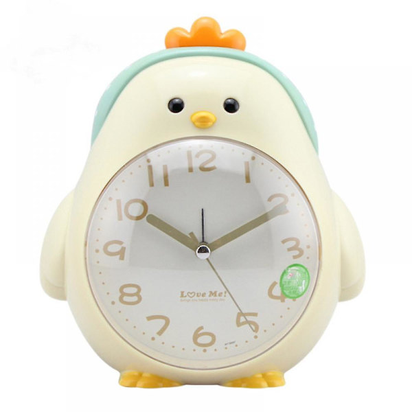 Saytay väckarklockor för sovrum, tecknad väckarklocka Turban Chicken Clock Nattljus, studenthemdekoration skrivbordsklocka (beige)