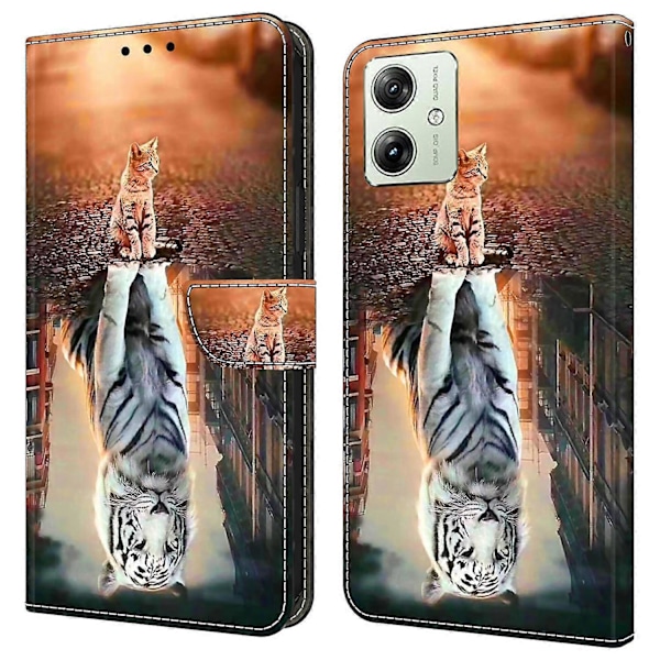 Lompakkokotelo Motorola Moto G54 5G -puhelimelle, 3D-kuvioitu nahkainen suojakansi Multicolor Style M
