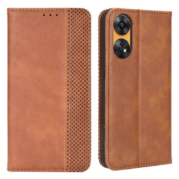 Til Oppo Reno8 T 4G Telefon Wallet Case Retro Tekstur PU Læder Stand Mobiltelefon Cover Multicolor Style B