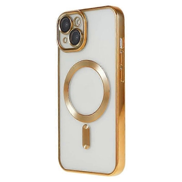 iPhone 14 Magneettinen Kotelo WANLONFENG Galvanoidulla TPU-kuorella ja Linssisuojalla + 2 kpl Karkaistua Lasia Multicolor Gold