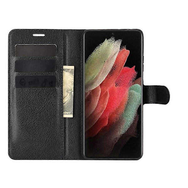 Skyddande telefonfodral i läder med plånboksstativdesign för Samsung Galaxy S21 Ultra 5G Multicolor Style A