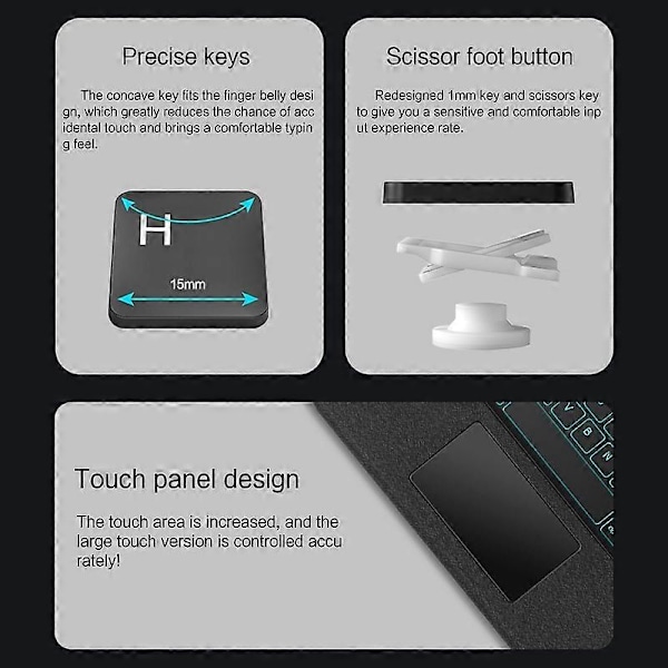 Læderetui med Bluetooth-tastatur og baggrundsbelyst trackpad til iPad 10.9 (2022)