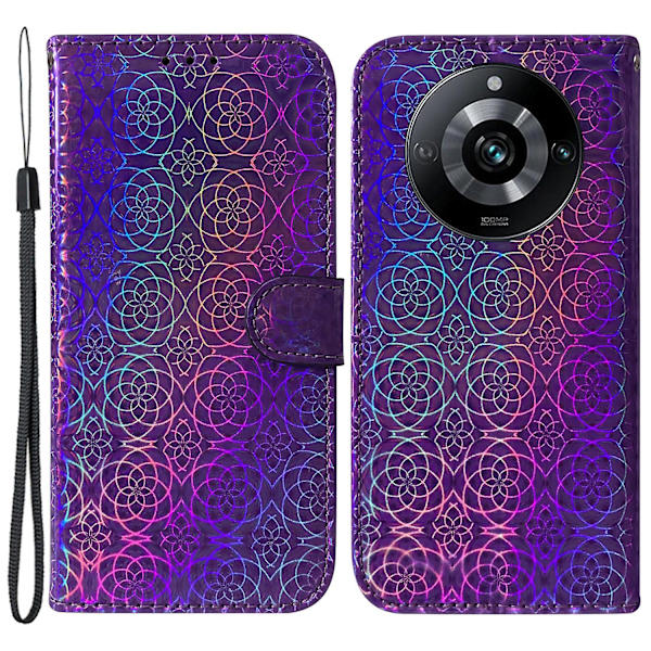 For Realme 11 Pro 5g/11 Pro+ 5g/narzo 60 Pro 5g Deksel Blendende Blomstermønster Lærdeksel Purple