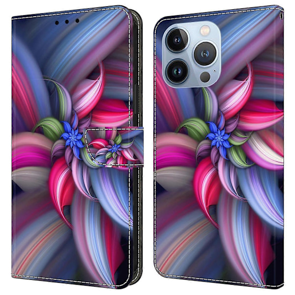 Til iPhone 16 Pro Cover 3D Mønster PU Læder Wallet Telefon Cover med Støttefod Multicolor Style H