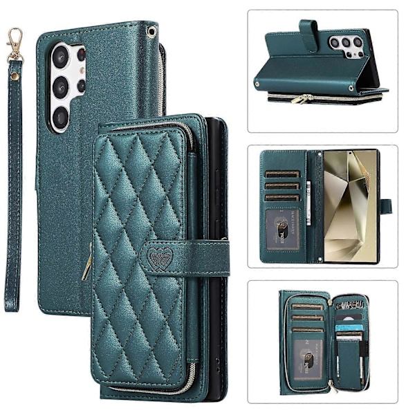 För Samsung Galaxy S24 Ultra Skal med Handrem Dragkedja Romble Läder Plånboksfodral Multicolor Style E