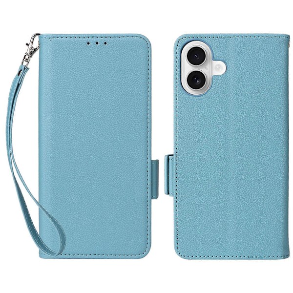 För iPhone 16 Plus Fodral Litchi Textur PU Läder Plånbok Flip Telefonfodral Multicolor Style E