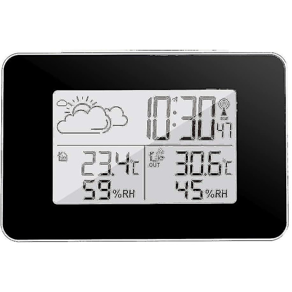 Trådlös väderstation Digital väderstation inomhus och utomhus väderstation Prognos Termometer Sensor Klocka Hem Hygrometer