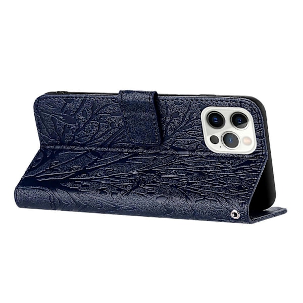 För iPhone 14 Pro Skal Präglat Enfärgat Läder Plånboksfodral Multicolor Style E