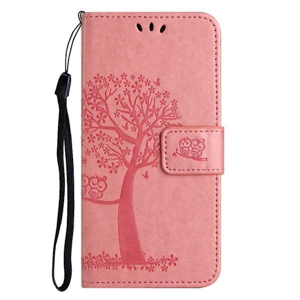 Til Samsung Galaxy A15 5G Etui Ugle Træ Præget Læder Flip Telefon Cover med Pung Multicolor Style C