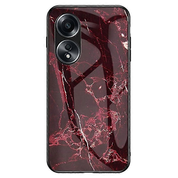 Til Oppo A58 4G Etui Hærdet Glas+PC+TPU Marmormønster Telefon Beskyttelsescover Multicolor Style A