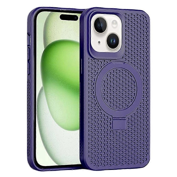 Andningsbart värmeavledande telefonfodral med stativ, gummerad TPU magnetiskt skal för iPhone 15 Plus Multicolor Style G