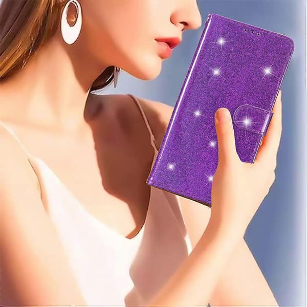 Glittery Flip Wallet Læder Cover til Motorola Moto E20/E30/E40 Multicolor Style E