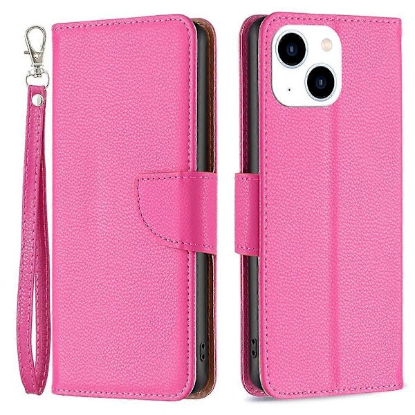 Flipfodral med Ställ och Plånbok i PU-läder för iPhone 15 med Rem Multicolor Style B