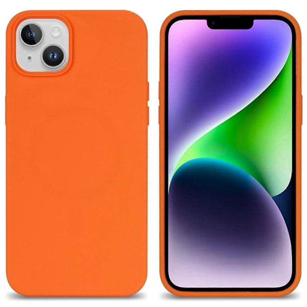 För iPhone 14 Plus Silkeslen Mjuk Touch Flytande Silikon Skal Fiberfoder Fallskydd Mobilskal Multicolor Style H
