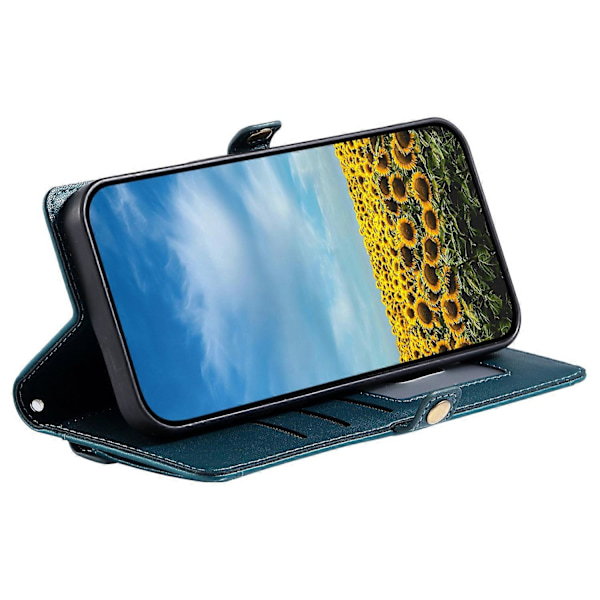 Læderetui med håndledsrem, pung og stativ til Motorola Edge 60 5G/ 60 Fusion 5G Multicolor Blackish Green