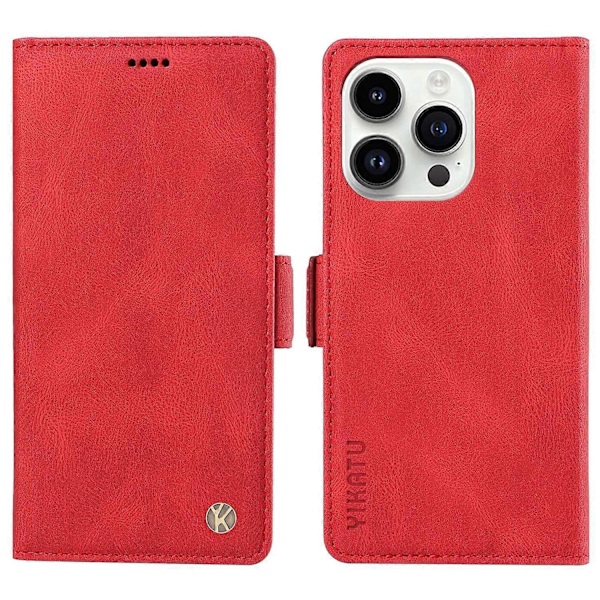 YIKATU YK-005 PU Läder Telefonfodral för iPhone 15 Pro Max, Hudvänligt Stötsäkert Plånboksfodral med Ställ Multicolor Style H