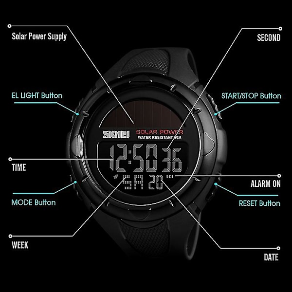 Skmei 1405 Solar Power Outdoor Sports Watch Red