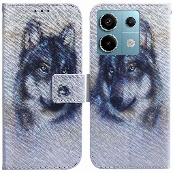 Læderetui med stativ til Xiaomi Redmi Note 13 Pro 5G/Poco X6 5G, 3D kreativt mønsterdesign Multicolor Wolf