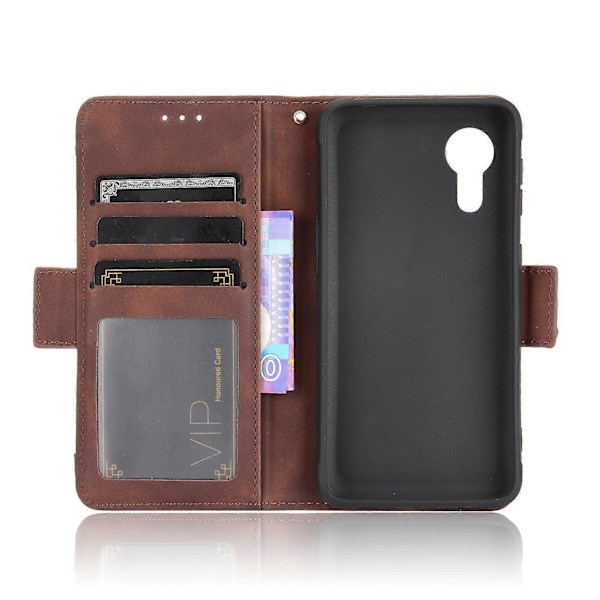Plånboksfodral i läder med flera kortfack för Samsung Galaxy Xcover 5
