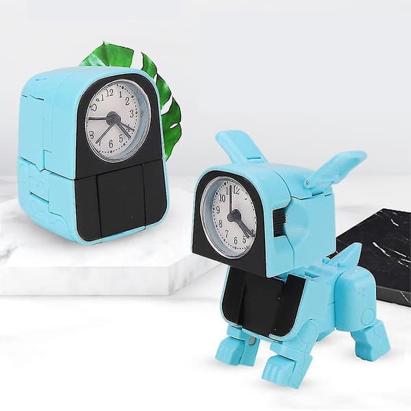 Deformation Hund Väckarklocka Söt Robot Valp Wake Up Timer för barn White