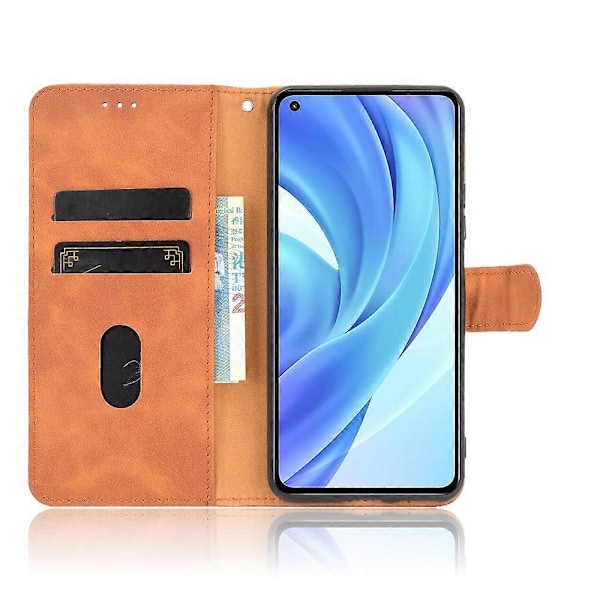 Silkkisen tuntuinen nahkainen folio-läppäkotelo, lompakkokotelo ja jalustakotelo Xiaomi Mi 11 Lite 4G/5G /11 Lite -puhelimelle