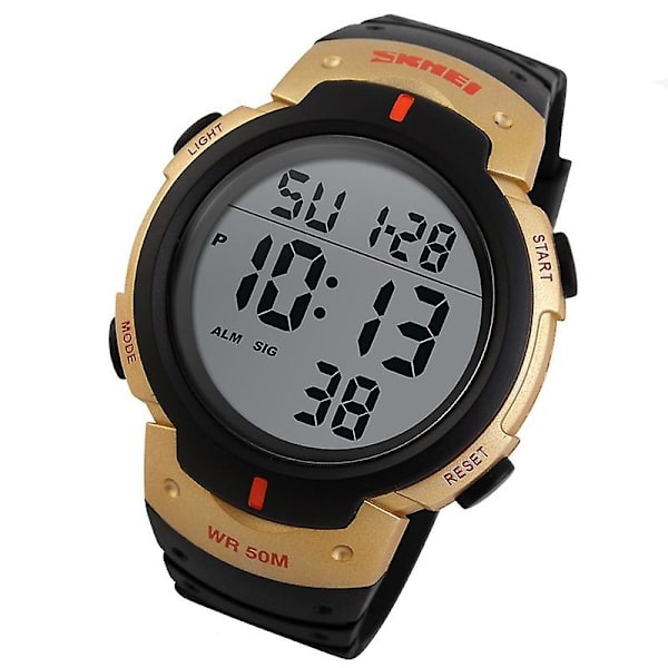 Skmei 1068 Men Vattentät Outdoor Sports Digital Watch Golden