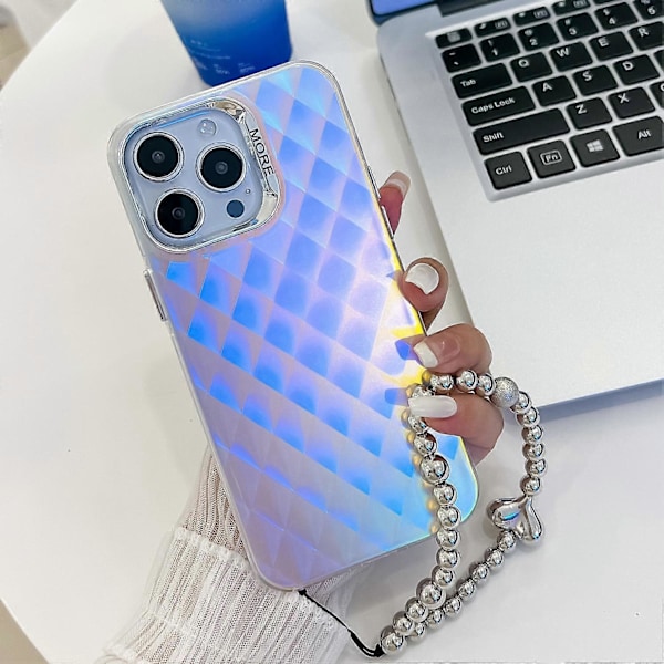 iPhone 15 Pro Max -kotelo PC+TPU IMD laserkuvioitu mattapuhelinkuori helmikoristeella Multicolor Style E