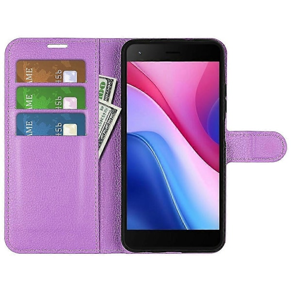 Til ZTE Blade A35 Lite Etui Litchi Tekstur Stødsikkert Læder Wallet Telefon Cover - Grøn Multicolor Purple