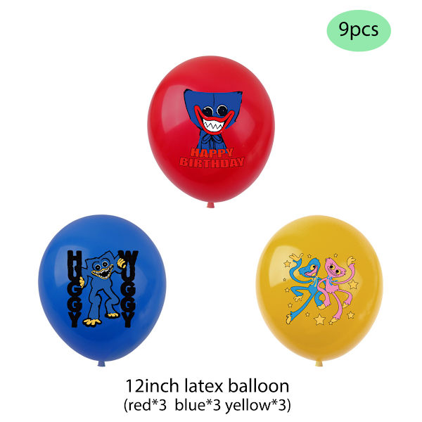 Uudet 9 kpl Poppy's Playtime Syntymäpäiväkoriste Tarvikkeet Lateksipallot