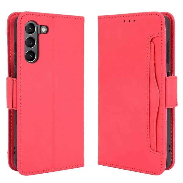 Flerfacksdesign Läder Telefonfodral Plånboksställ för Samsung Galaxy S21 FE Multicolor Style B