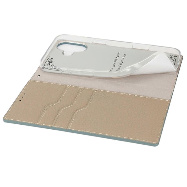 For iPhone 16 Plus Wallet Case Ægte Ko Læder Telefon Cover Litchi Tekstur Multicolor Style D