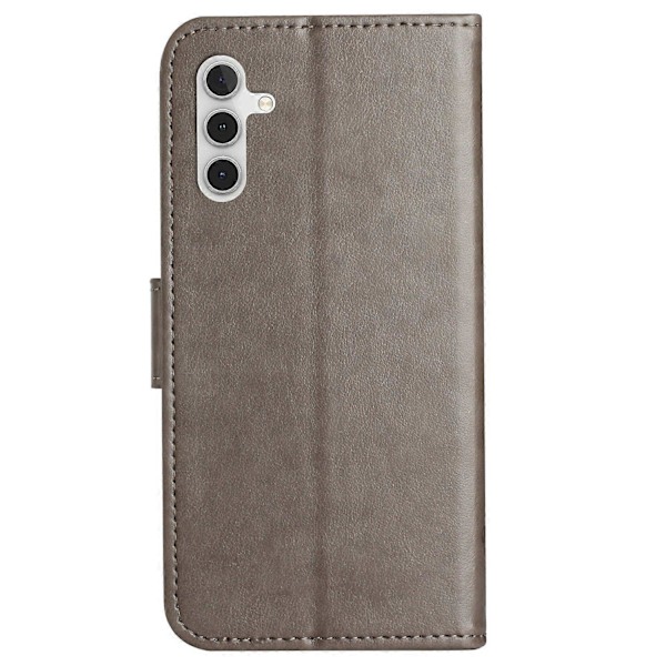 Samsung Galaxy S23 FE PU-nahkakukkaro puhelinkotelo perhos- ja kukkaprintillä, jalustalla Multicolor Style F