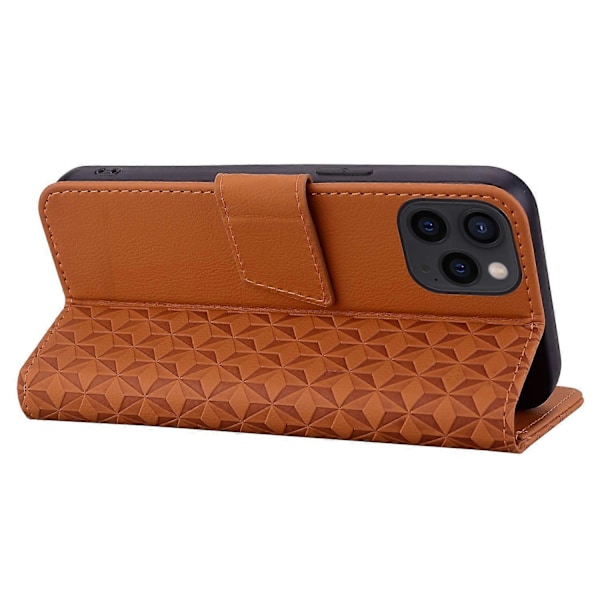 För iPhone 15 Pro Skal PU Läder Präglat Ställ Plånbok Telefonfodral Multicolor Style D