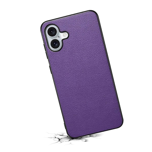Läderöverdraget PC+TPU Anti-Scratch Telefonskal för iPhone 16 Plus Multicolor Style D