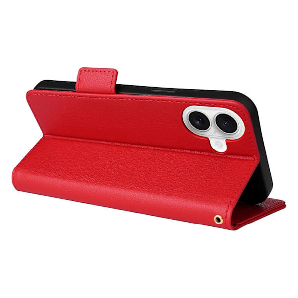 Læder Flip Telefon Cover med Litchi Tekstur til iPhone 16 Plus Multicolor Style F