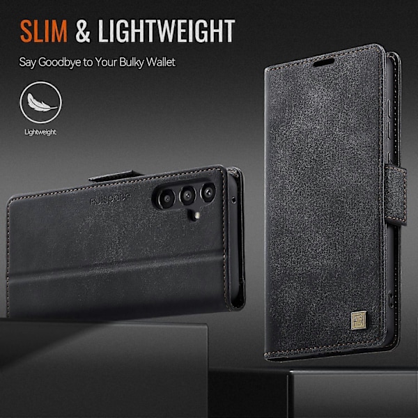 Til Samsung Galaxy A55 5G Etui AUTSPACE A11 RFID-Blokerende Retro Læder Mobiltelefonpung Cover Multicolor Black