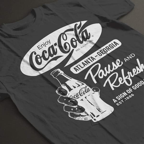 Coca Cola Pause And Refresh Retro T-paita miehille ash M