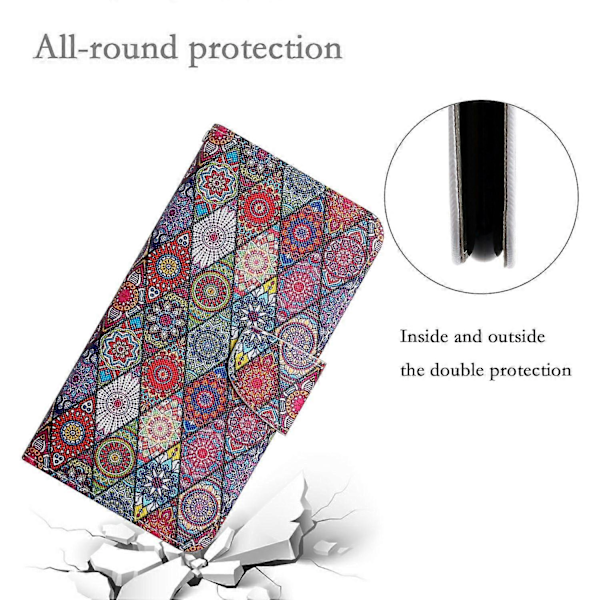 Samsung Galaxy A26 5G/A16 4G -kotelo, kuvioitu, suojaava nahkainen folio-puhelinkotelo Multicolor Rhombus Kaleidoscope