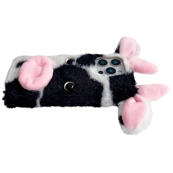 For iPhone 16 Pro Deksel Fluffy Cows Ear Anit-Drop Myk TPU Telefon Deksel Multicolor Style C