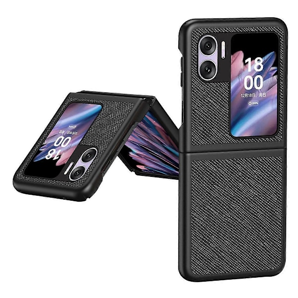 Til Oppo Find N2 Flip 5G Folde Telefon Cover Kryds Tekstur Gummibelagt PU Læder Belagt PC Cover Multicolor Style C