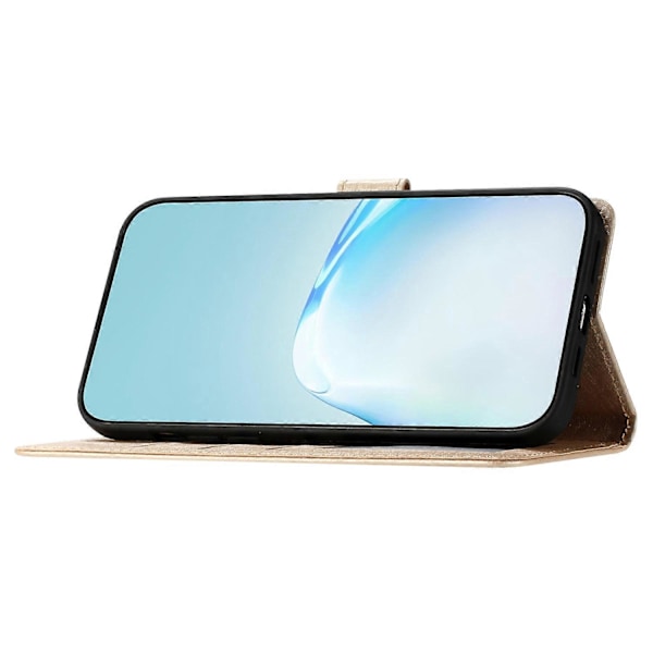 iPhone 15 Plus PU-nahka+TPU Lompakkokotelo Jalustalla ja Hihnalla, Silkkikuvio Multicolor Style C