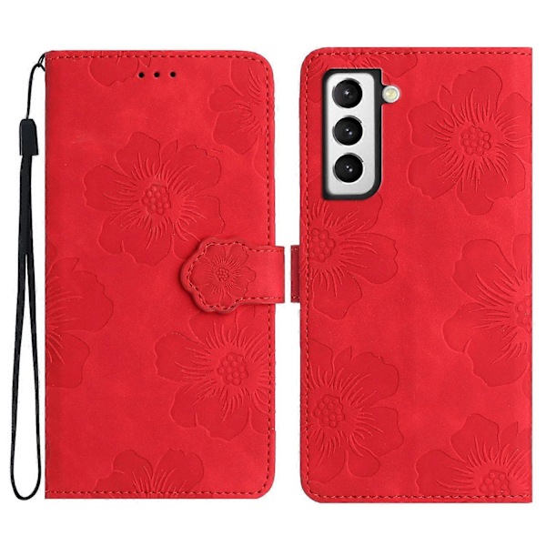 Til Samsung Galaxy S22 5G Stødsikkert PU Læder Telefon Cover Stativ Wallet Blomster Præget Telefon Cover Multicolor Style D