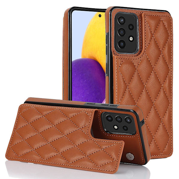 För Samsung Galaxy A52 4g / 5g / A52s 5g Rfid-blockerande phone case Korthållare Läder+tpu Kickstand cover Brown