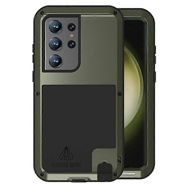 LOVE MEI Deksel til Samsung Galaxy S23 Ultra Mobiltelefon Silikon+Metall Støtsikkert Telefondeksel Multicolor Style E