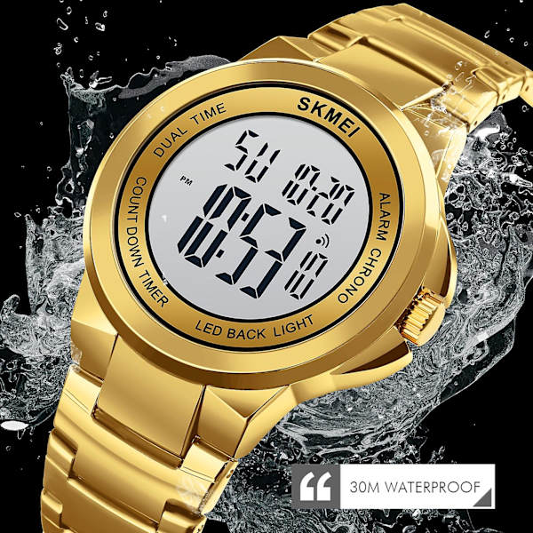 Skmei 1712 Stainless Ste Strap Electronic Watch Silver and White