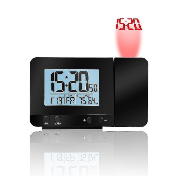 Projektionsväckarklocka, reseväckarklocka med projektions USB anslutning inomhustemperatur och luftfuktighet